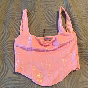 Edikted Pink Corset Top and skirt